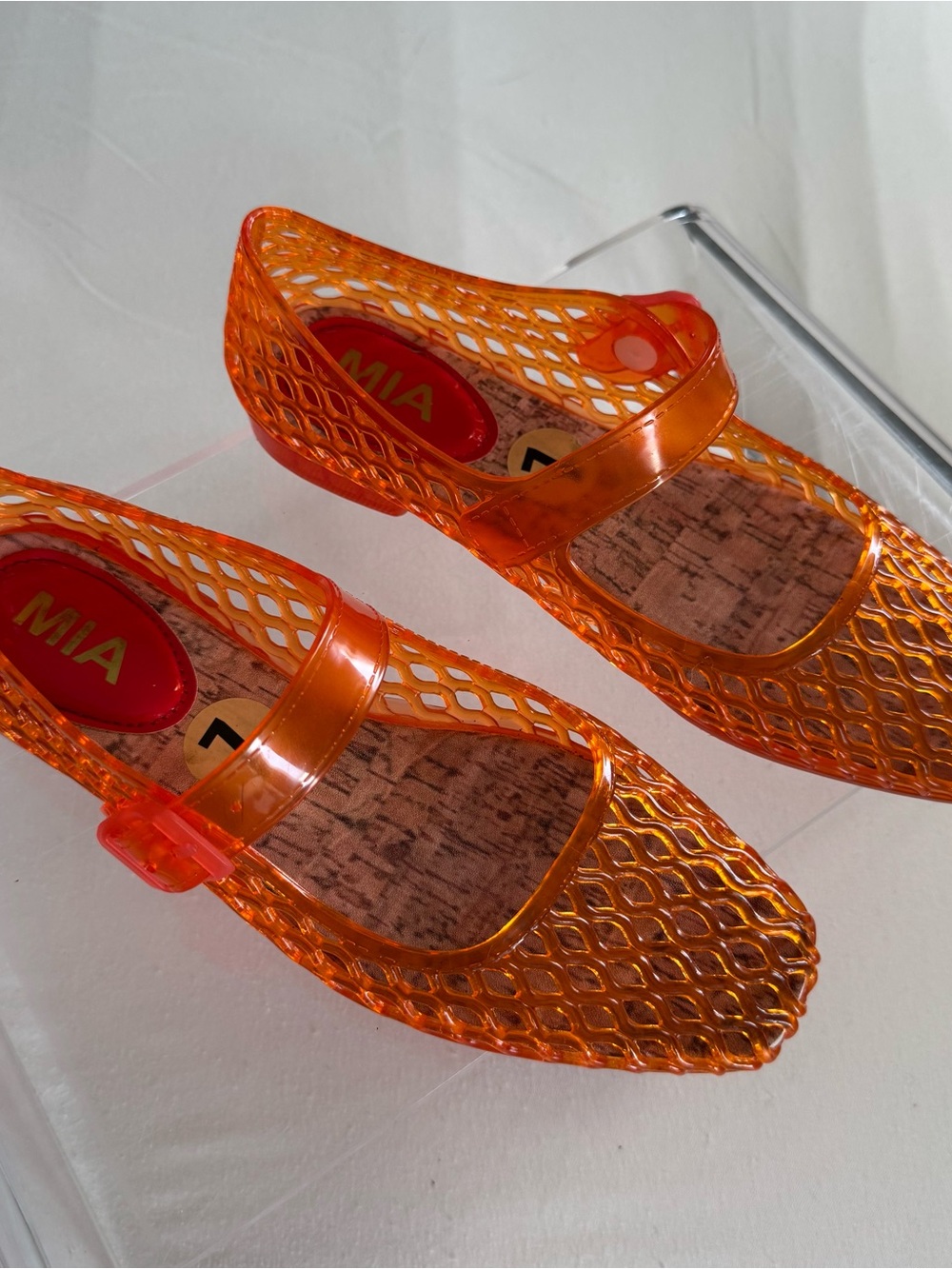 MIA Translucent Orange Jelly Mary Jane Flats